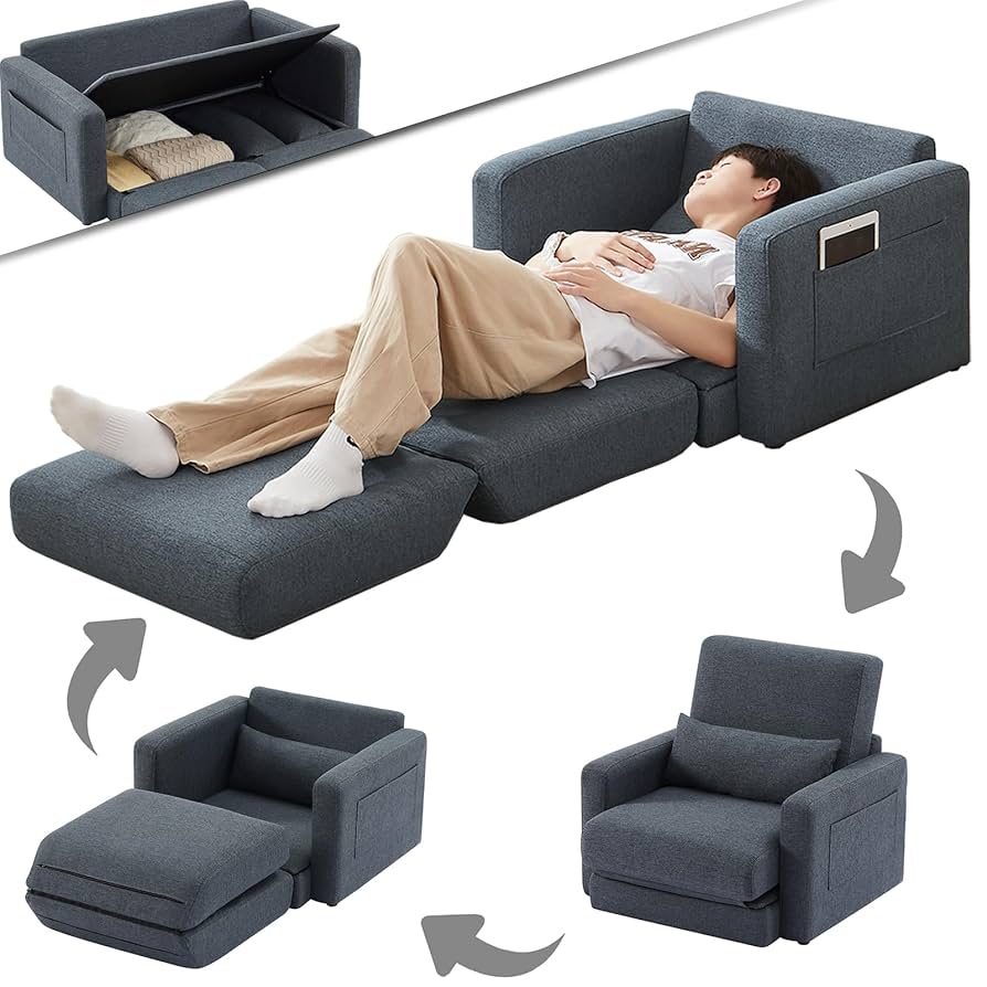 Amazon｜3WAY ソファ ソファーベッド 折り畳み 1人掛け 収納付き